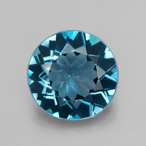 Topazio naturale blu da 2,54 ct, taglio rotondo, VVS-VS