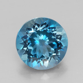 Topazio naturale blu da 3,39 ct, taglio rotondo, VVS