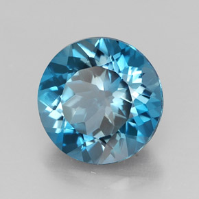 Topazio naturale blu da 3,39 ct, taglio rotondo, VVS