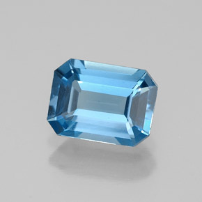 Topazio naturale blu da 1,60 ct, taglio smeraldo, VVS