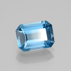 Topazio naturale blu da 1,60 ct, taglio smeraldo, VVS
