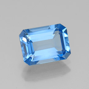 Topazio naturale blu da 1,93 ct, taglio smeraldo, VVS