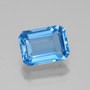 Topazio naturale blu da 1,89 ct, taglio smeraldo, VVS