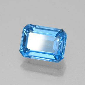 Topazio naturale blu da 1,89 ct, taglio smeraldo, VVS