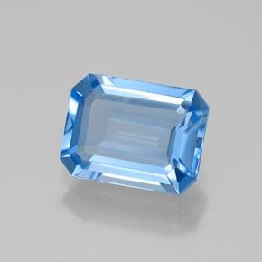 Topazio naturale blu da 1,80 ct, taglio smeraldo, VVS