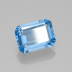 Topazio naturale blu da 1,80 ct, taglio smeraldo, VVS