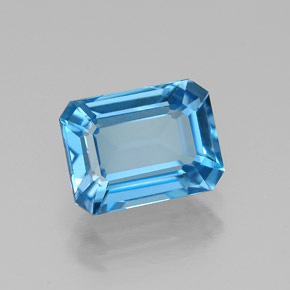 Topazio naturale blu da 1,91 ct, taglio smeraldo, VVS