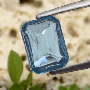 Topazio naturale blu da 1,80 ct, taglio smeraldo, trasparente