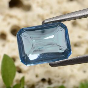 Topazio naturale blu da 1,80 ct, taglio smeraldo, trasparente