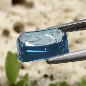 Topazio naturale blu da 1,80 ct, taglio smeraldo, trasparente