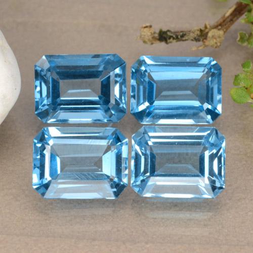 Topazio naturale blu da 7,47 ct, taglio smeraldo, VVS