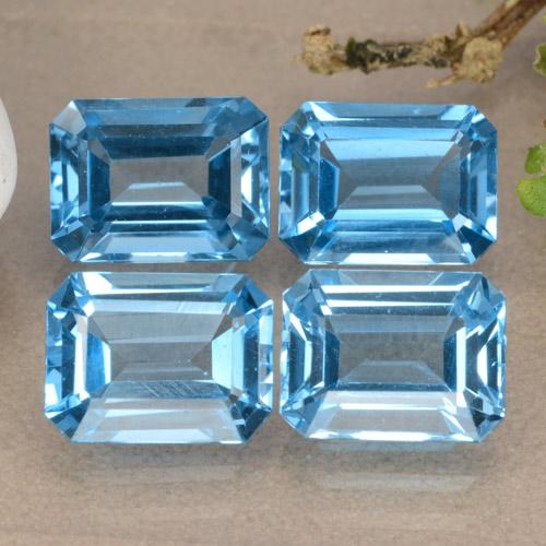 Topazio naturale blu da 7,47 ct, taglio smeraldo, VVS