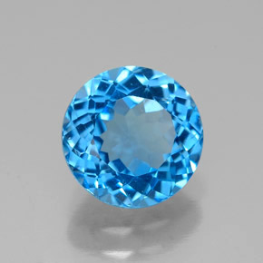 Topazio naturale blu da 2,34 ct, taglio rotondo, VS