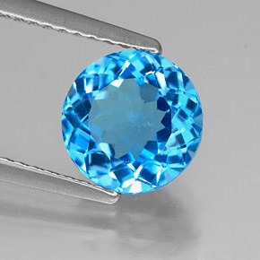 Topazio naturale blu da 2,33 ct, taglio rotondo, VVS