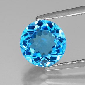 Topazio naturale blu da 2,33 ct, taglio rotondo, VVS