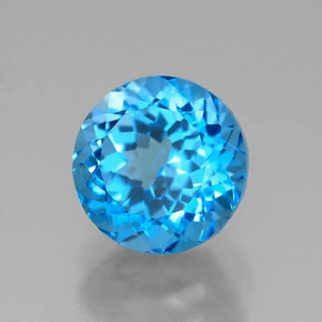 Topazio naturale blu da 2,73 ct, taglio rotondo, VVS