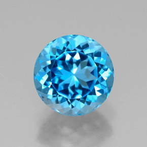 Topazio naturale blu da 2,49 ct, taglio rotondo, VVS