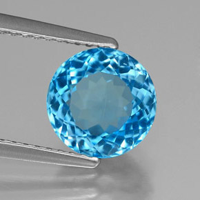 Topazio naturale blu da 2,52 ct, taglio rotondo, VVS-VS