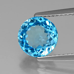 Topazio naturale blu da 2,52 ct, taglio rotondo, VVS-VS