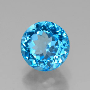 Topazio naturale blu da 2,66 ct, taglio rotondo, VVS-VS