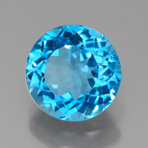 Topazio naturale blu da 2,36 ct, taglio rotondo, VVS