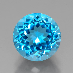 Topazio naturale blu da 2,45 ct, taglio rotondo, VVS