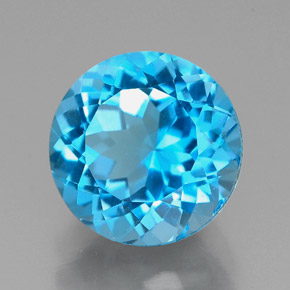 Topazio naturale blu da 2,45 ct, taglio rotondo, VVS