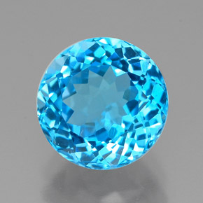 Topazio naturale blu da 2,48 ct, taglio rotondo, VVS