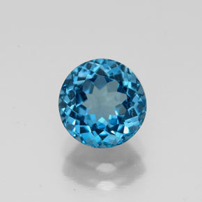 Topazio naturale blu da 1,70 ct, taglio rotondo, VS