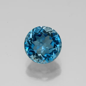 Topazio naturale blu da 1,89 ct, taglio rotondo, VVS