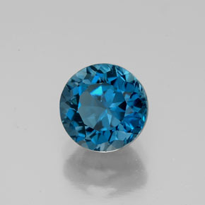 Topazio naturale blu da 1,93 ct, taglio rotondo, VVS