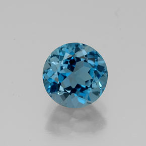 Topazio naturale blu da 1,73 ct, taglio rotondo, VVS