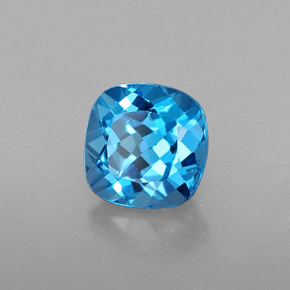 Topazio naturale blu da 1,92 ct, taglio a cuscino, VS