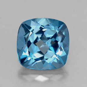 Topazio naturale blu da 2,71 ct, taglio a cuscino, VVS