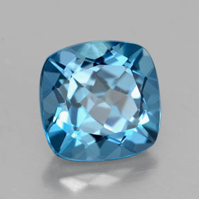 Topazio naturale blu da 2,71 ct, taglio a cuscino, VVS