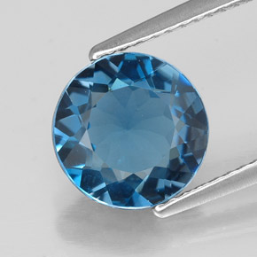 Topazio naturale blu da 2,79 ct, taglio rotondo, VVS