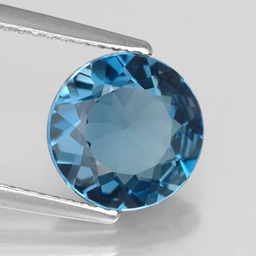 Topazio naturale blu da 2,79 ct, taglio rotondo, VVS