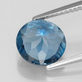 Topazio naturale blu da 2,79 ct, taglio rotondo, VVS