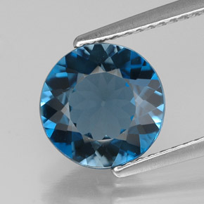 Topazio naturale blu da 2,61 ct, taglio rotondo, VVS
