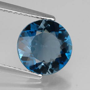 Topazio naturale blu da 2,61 ct, taglio rotondo, VVS