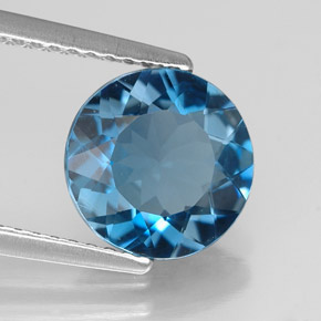 Topazio naturale blu da 2,54 ct, taglio rotondo, VVS