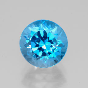 Topazio naturale blu da 2,44 ct, taglio rotondo, VVS