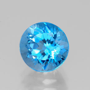 Topazio naturale blu da 2,44 ct, taglio rotondo, VVS