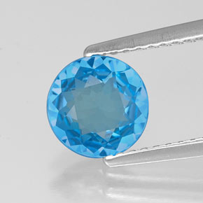 Topazio naturale blu da 1,21 ct, taglio rotondo, VVS