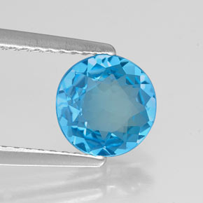 Topazio naturale blu da 1,21 ct, taglio rotondo, VVS