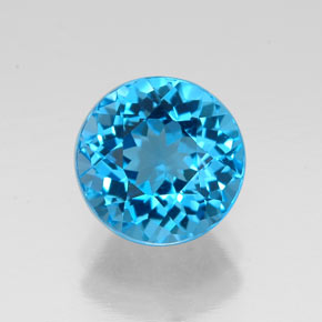 Topazio naturale blu da 2,38 ct, taglio rotondo, VVS