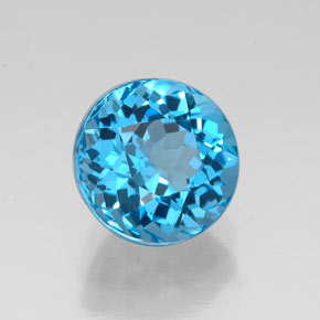 Topazio naturale blu da 2,38 ct, taglio rotondo, VVS
