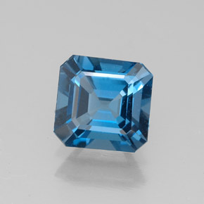 Topazio naturale blu da 1,61 ct, taglio smeraldo, VVS-VS