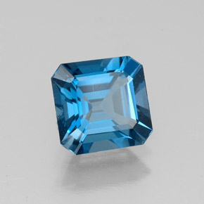 Topazio naturale blu da 1,61 ct, taglio smeraldo, VVS-VS