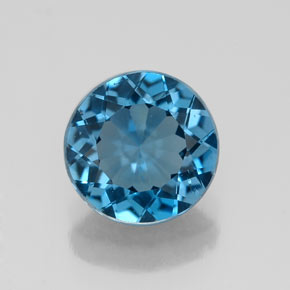 Topazio naturale blu da 2,18 ct, taglio rotondo, VVS